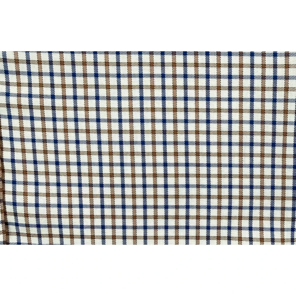Perlis 1939 Mens M Button Down Shirt Blue Plaid Crawfish Classic Fit Cotton